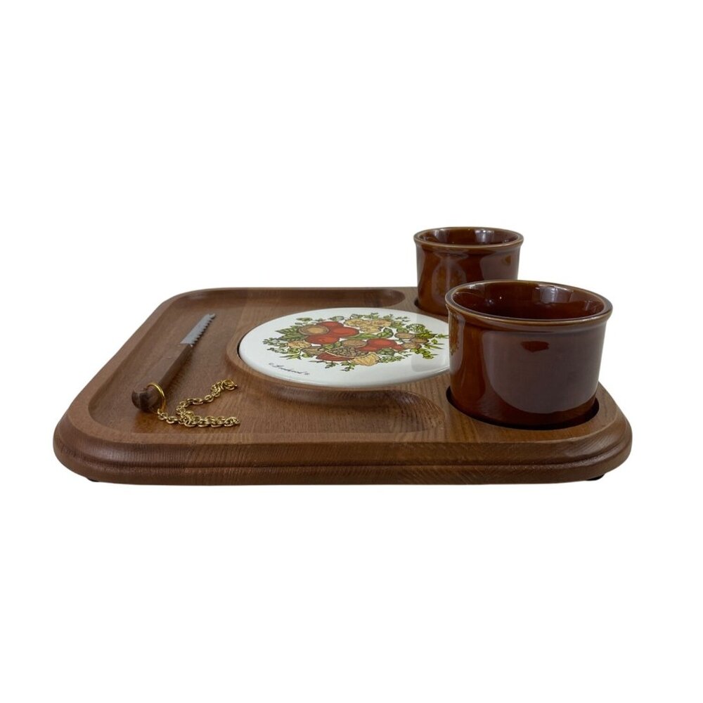 Vintage Goodwood Cheese Board Platter With Ceramic Cups & Knife - Picture 12 of 16